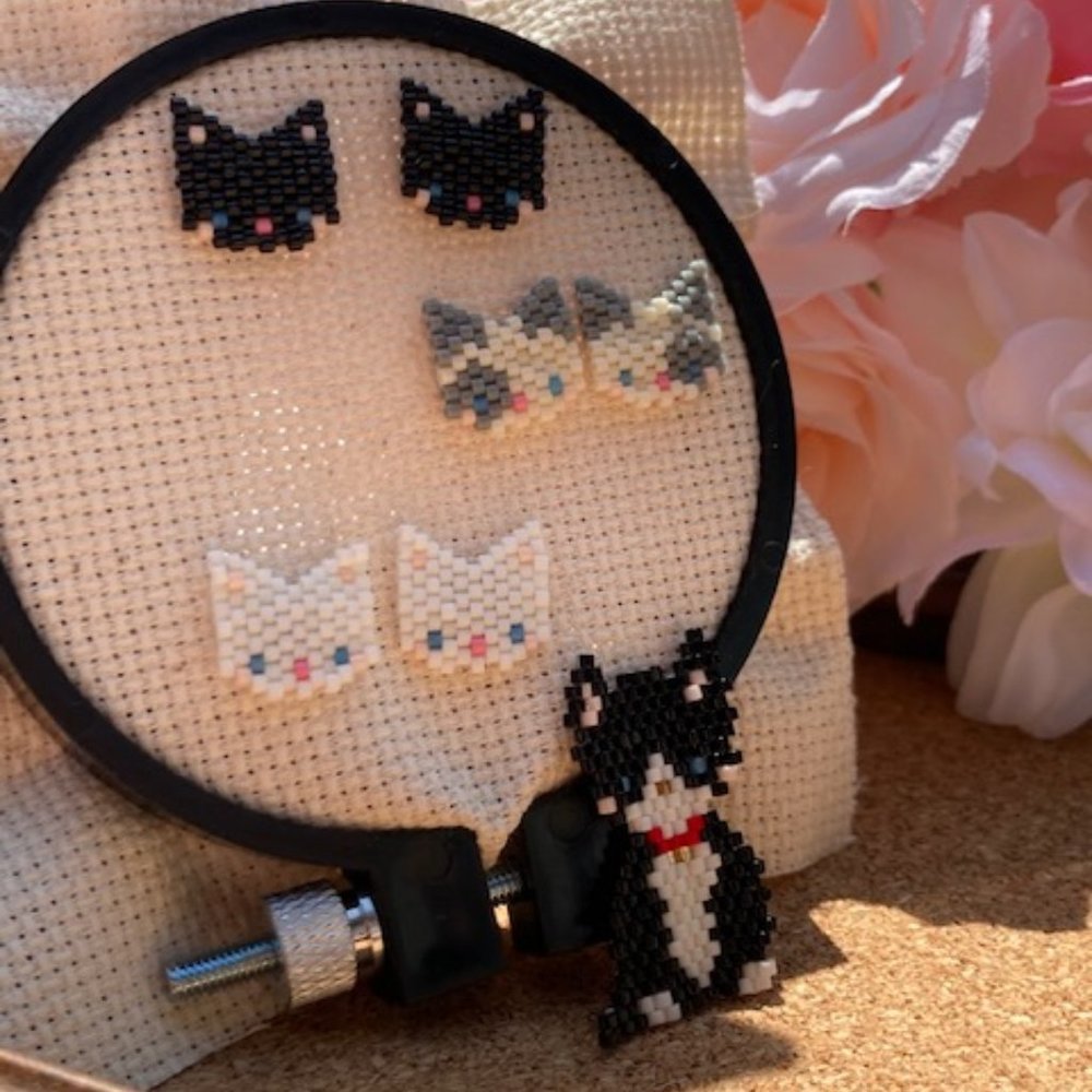 Miyuki delica Cat earrings